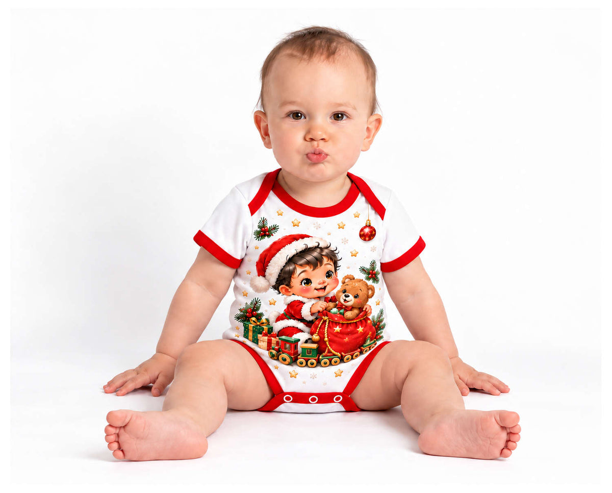 Kleiner Weihnachtsmann Weihnachts Baby Body inkl. Name (Druck)