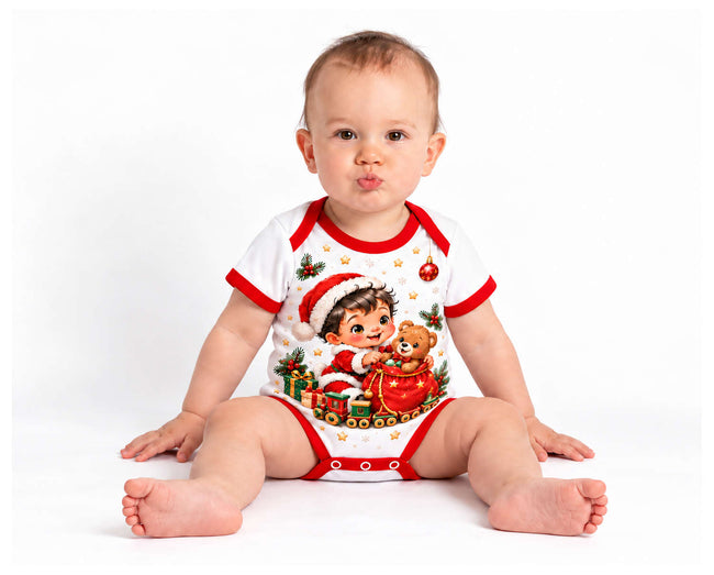 Kleiner Weihnachtsmann Weihnachts Baby Body inkl. Name (Druck)