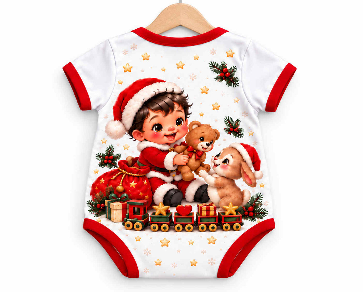 Kleiner Weihnachtsmann Weihnachts Baby Body inkl. Name (Druck)