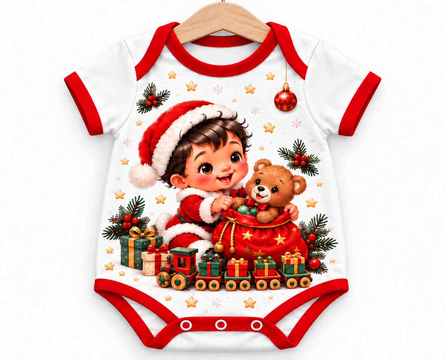 Kleiner Weihnachtsmann Weihnachts Baby Body inkl. Name (Druck)