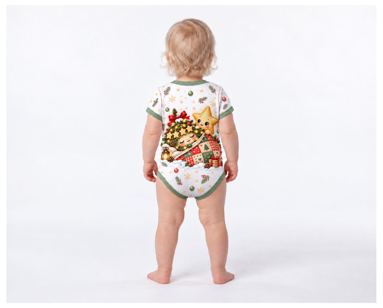 Tannenbaum-Freunde Weihnachts Baby Body inkl. Name (Druck)