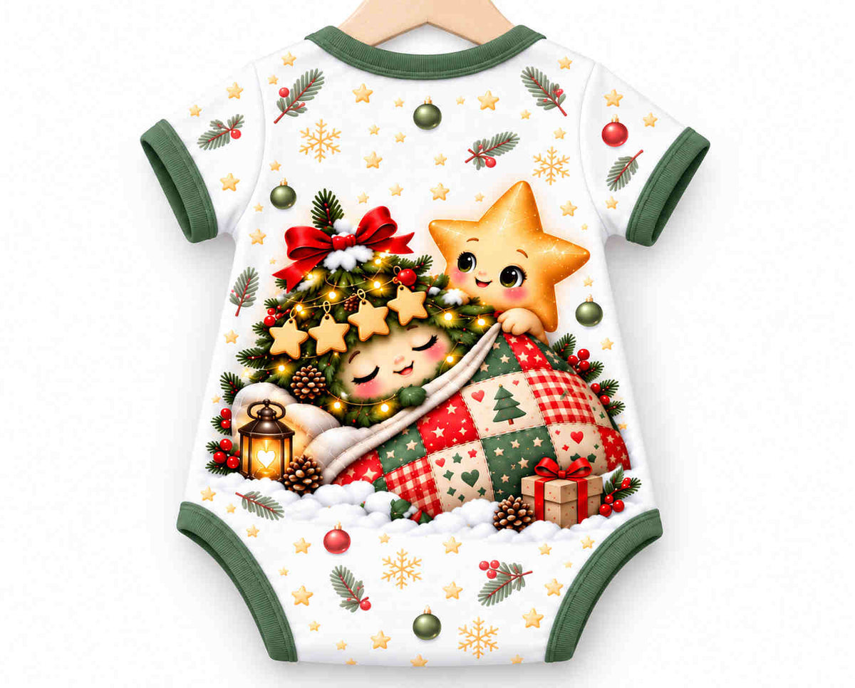 Tannenbaum-Freunde Weihnachts Baby Body inkl. Name (Druck)