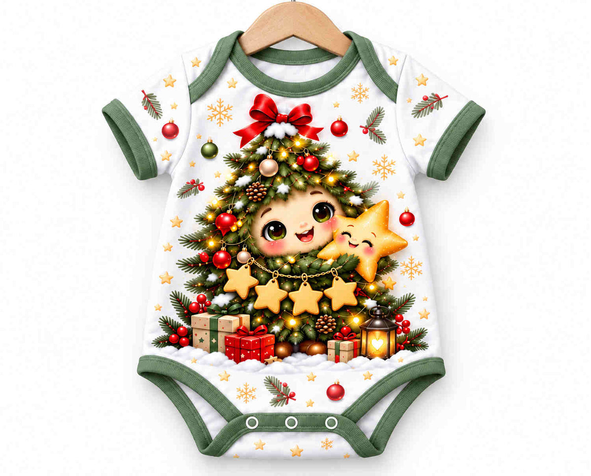 Tannenbaum-Freunde Weihnachts Baby Body inkl. Name (Druck)