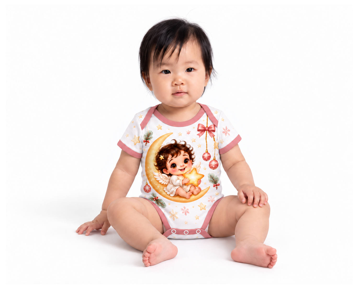 Sternchen-Engel Weihnachts Baby Body inkl. Name (Druck)