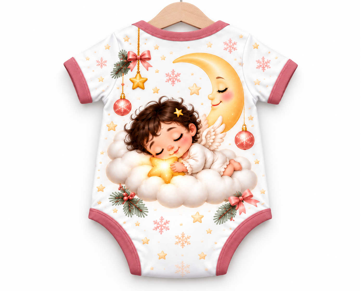 Sternchen-Engel Weihnachts Baby Body inkl. Name (Druck)