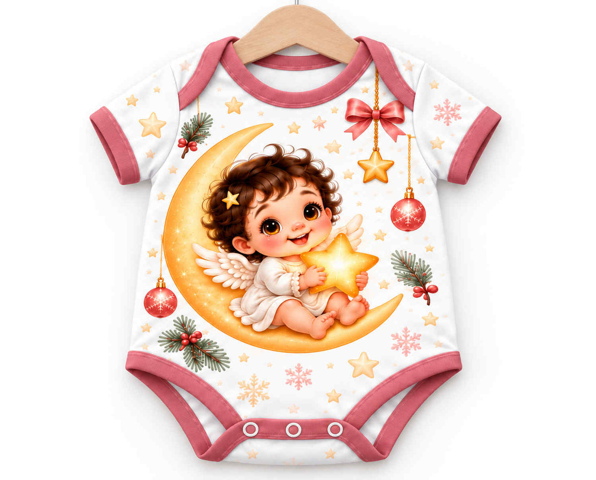Sternchen-Engel Weihnachts Baby Body inkl. Name (Druck)