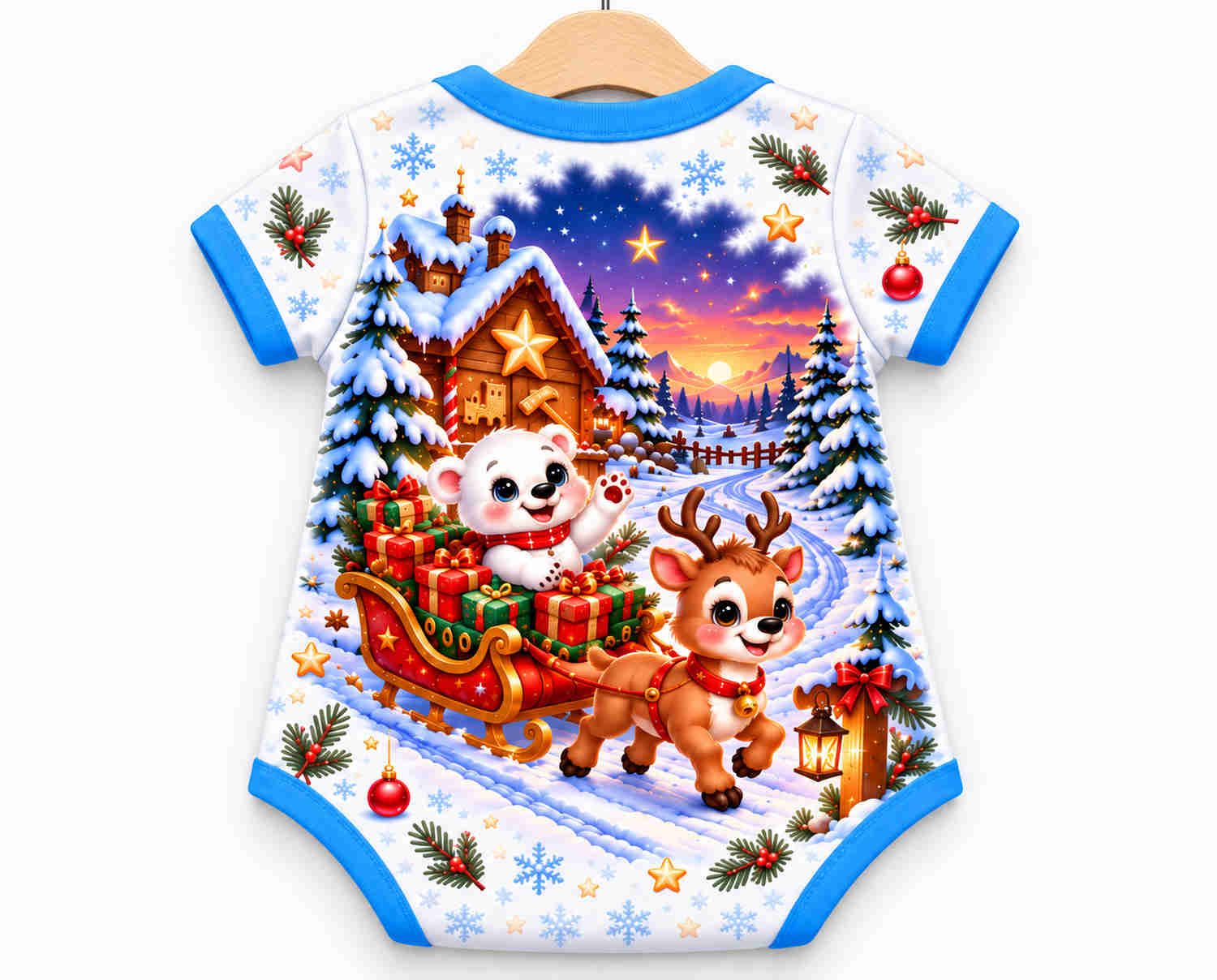 Zauberhafter Nordpol Weihnachts Baby Body inkl. Name (Druck)