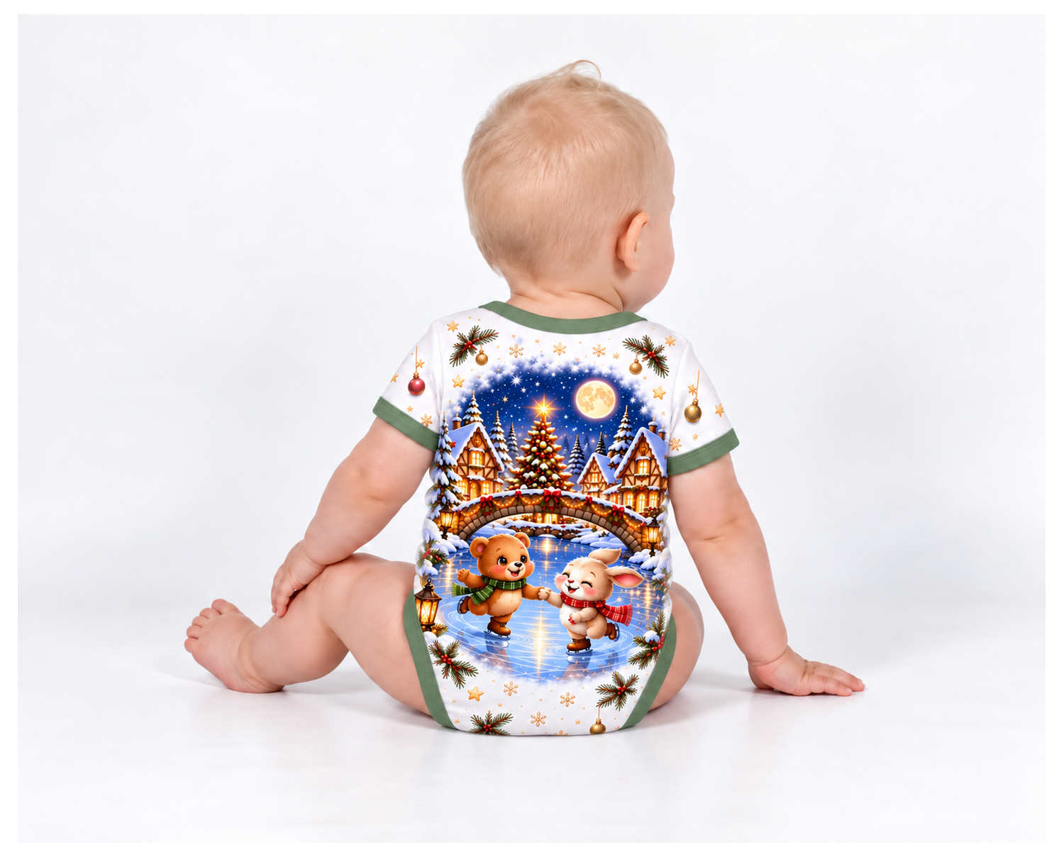 Unser Weihnachtsdorf Weihnachts Baby Body inkl. Name (Druck)