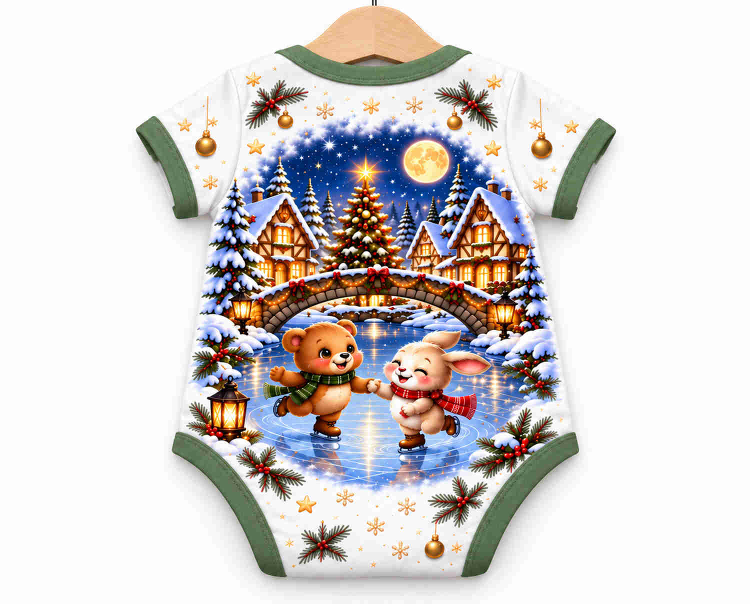Unser Weihnachtsdorf Weihnachts Baby Body inkl. Name (Druck)