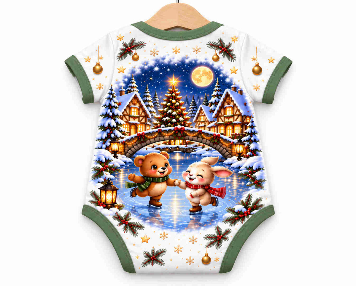 Unser Weihnachtsdorf Weihnachts Baby Body inkl. Name (Druck)