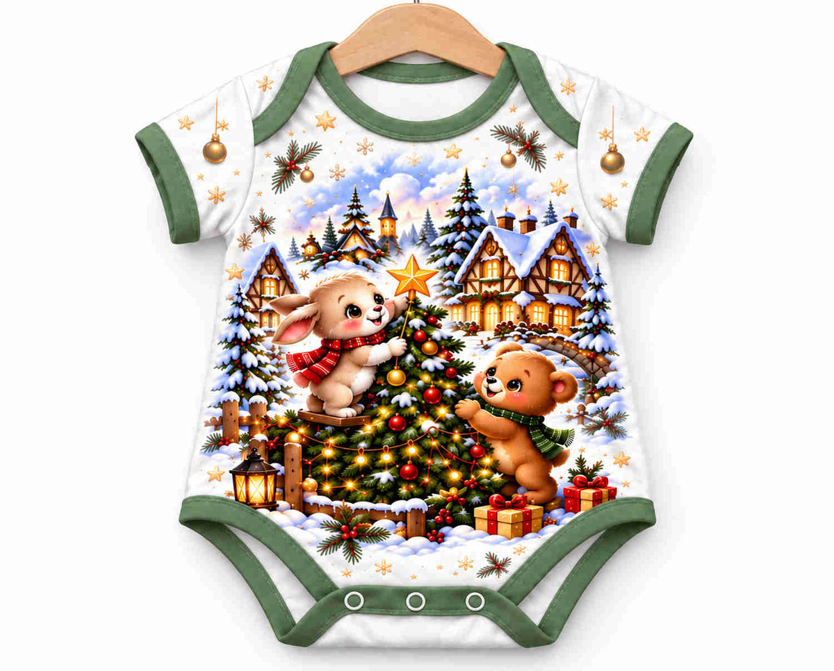 Unser Weihnachtsdorf Weihnachts Baby Body inkl. Name (Druck)