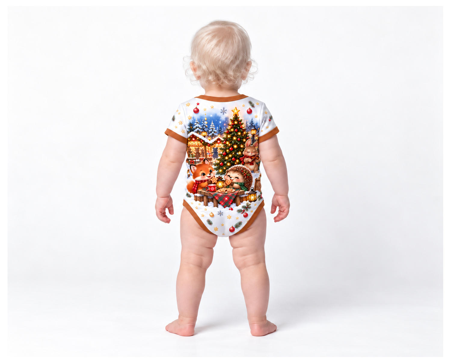 Weihnachtsmarkt der Waldtiere Weihnachts Baby Body inkl. Name (Druck)