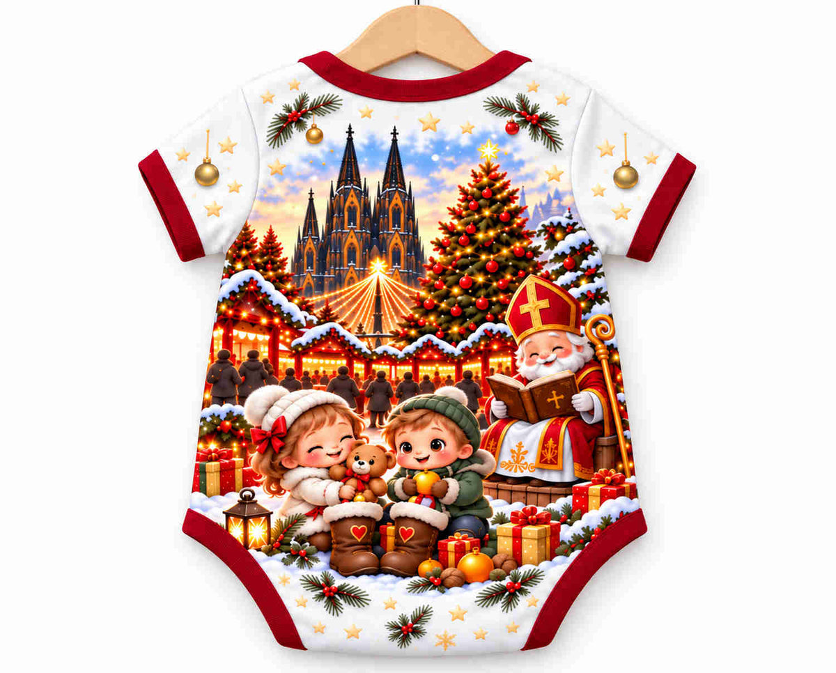 Nikolaus am Kölner Dom Weihnachts Baby Body inkl. Name (Druck)