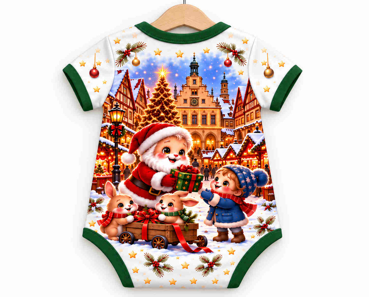 Weihnachtsmann im Lichterzauber der Fachwerkstadt Weihnachts Baby Body inkl. Name (Druck)