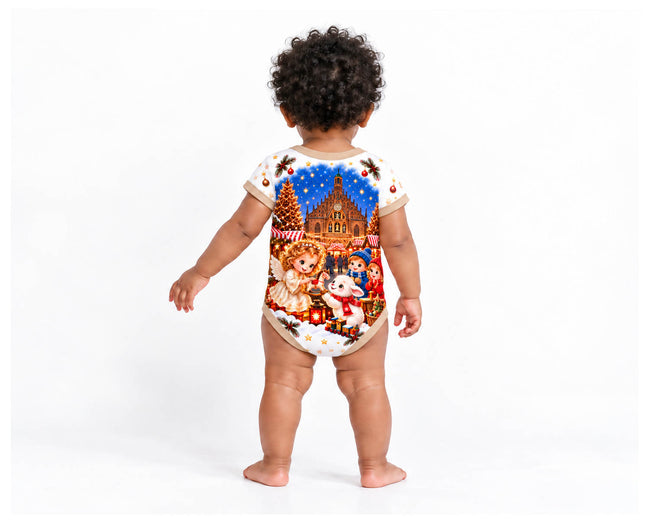 Christkind über dem Nürnberger Christkindlesmarkt Weihnachts Baby Body inkl. Name (Druck)