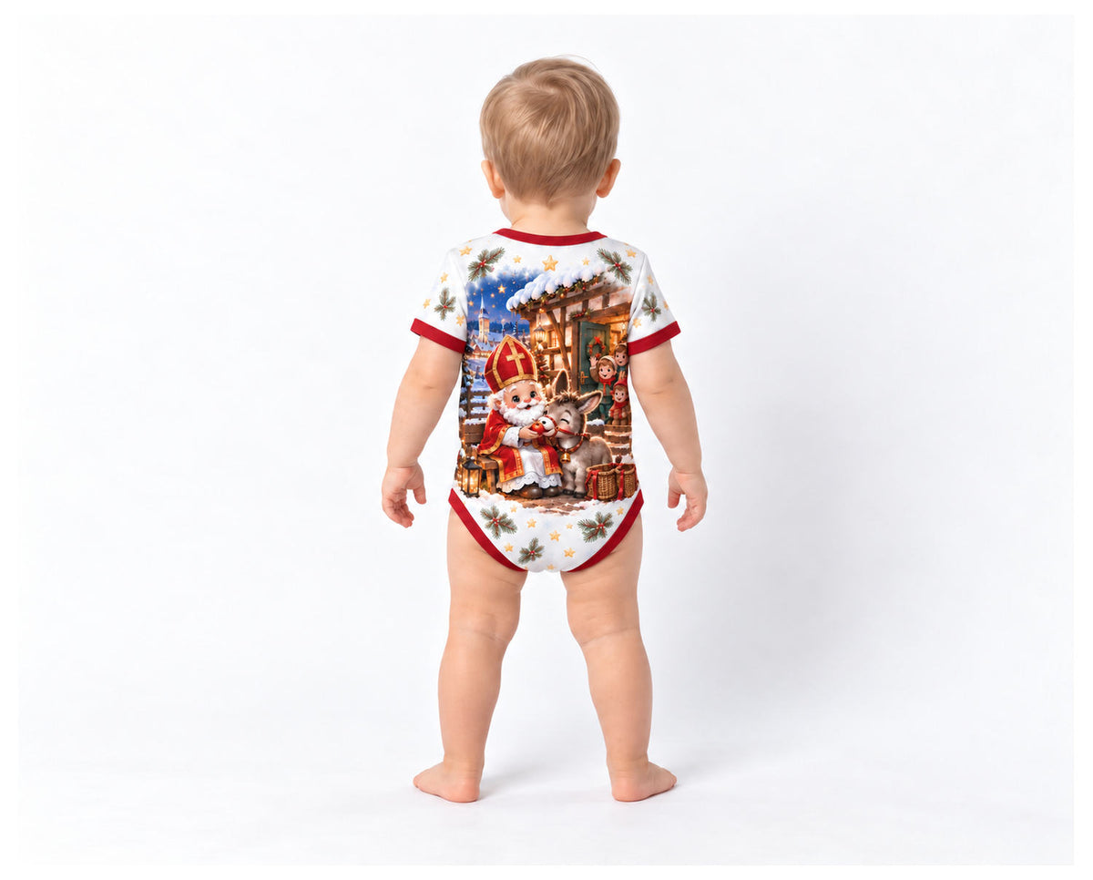 Nikolaus und sein kleiner Esel Weihnachts Baby Body inkl. Name (Druck)