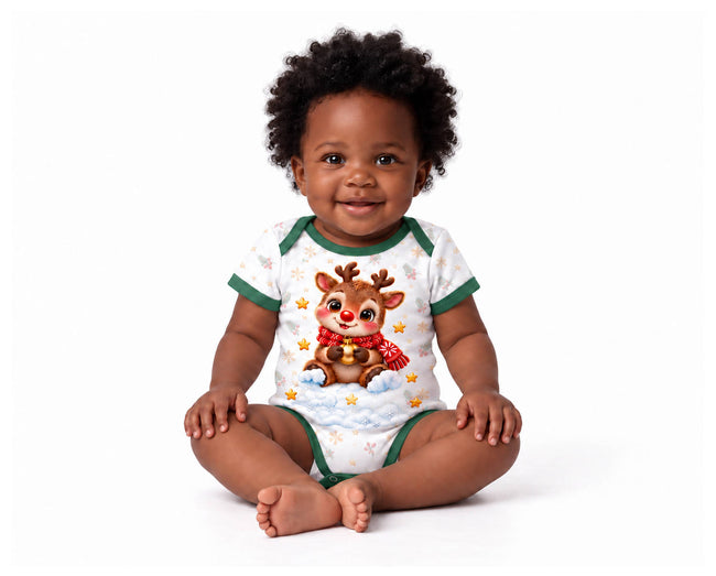 Rudolf mit der roten Nase Weihnachts Baby Body inkl. Name (Druck)