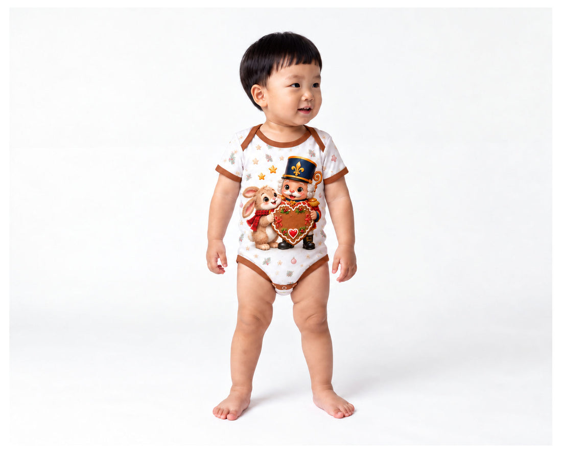 Nussknacker und Häschen Weihnachts Baby Body inkl. Name (Druck)