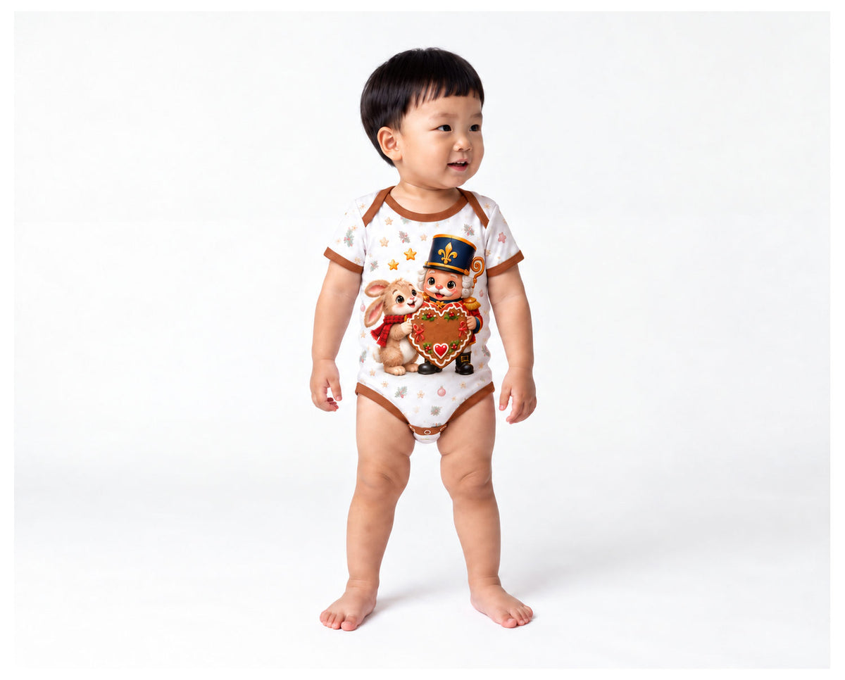 Nussknacker und Häschen Weihnachts Baby Body inkl. Name (Druck)