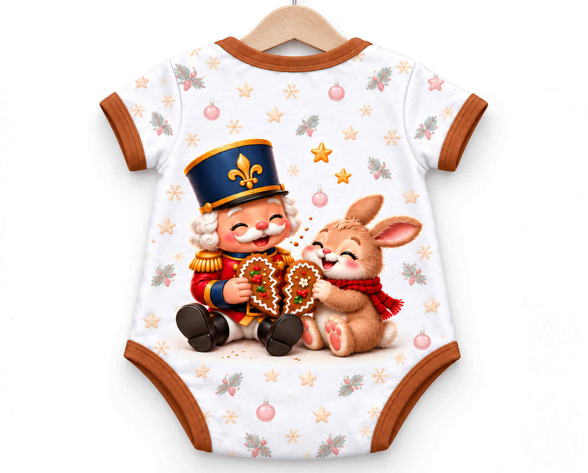 Nussknacker und Häschen Weihnachts Baby Body inkl. Name (Druck)