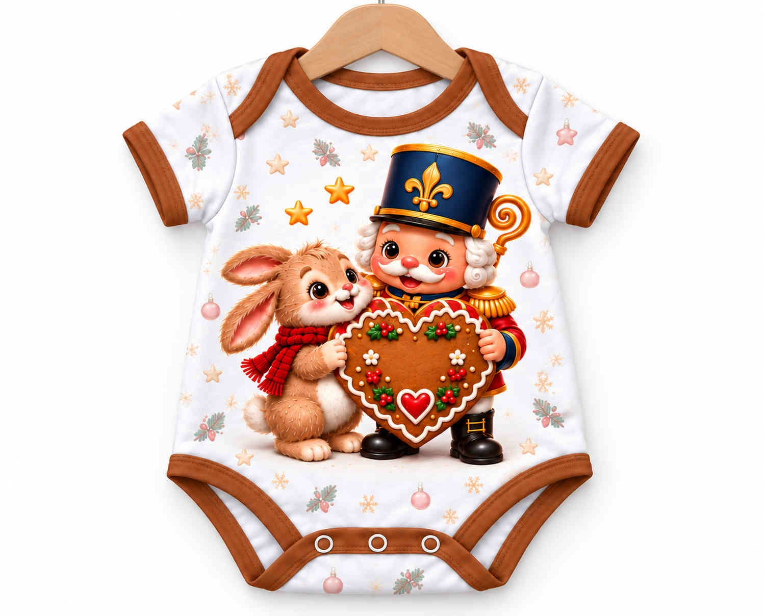 Nussknacker und Häschen Weihnachts Baby Body inkl. Name (Druck)