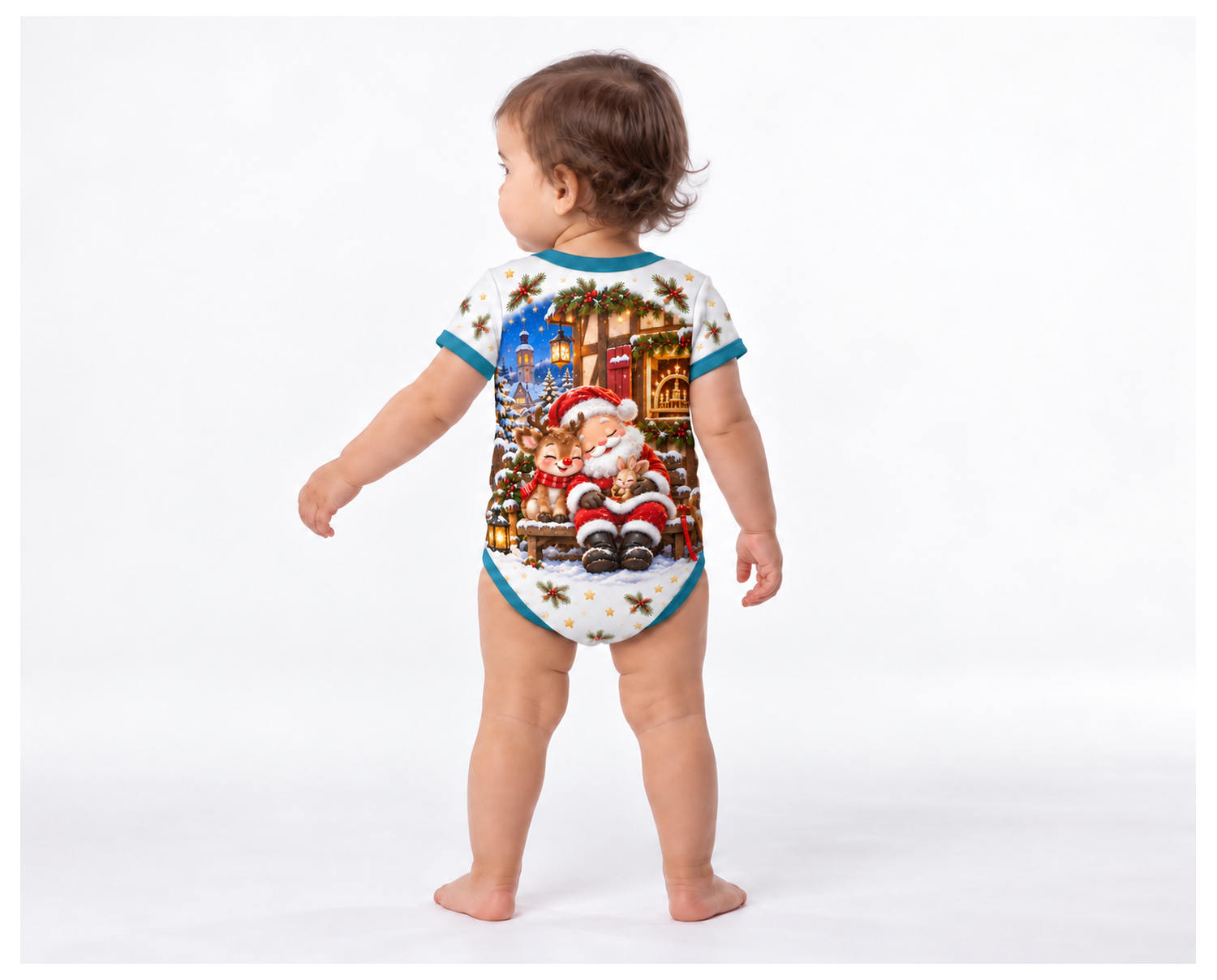 Rudolf und der Weihnachtsmann Weihnachts Baby Body inkl. Name (Druck)
