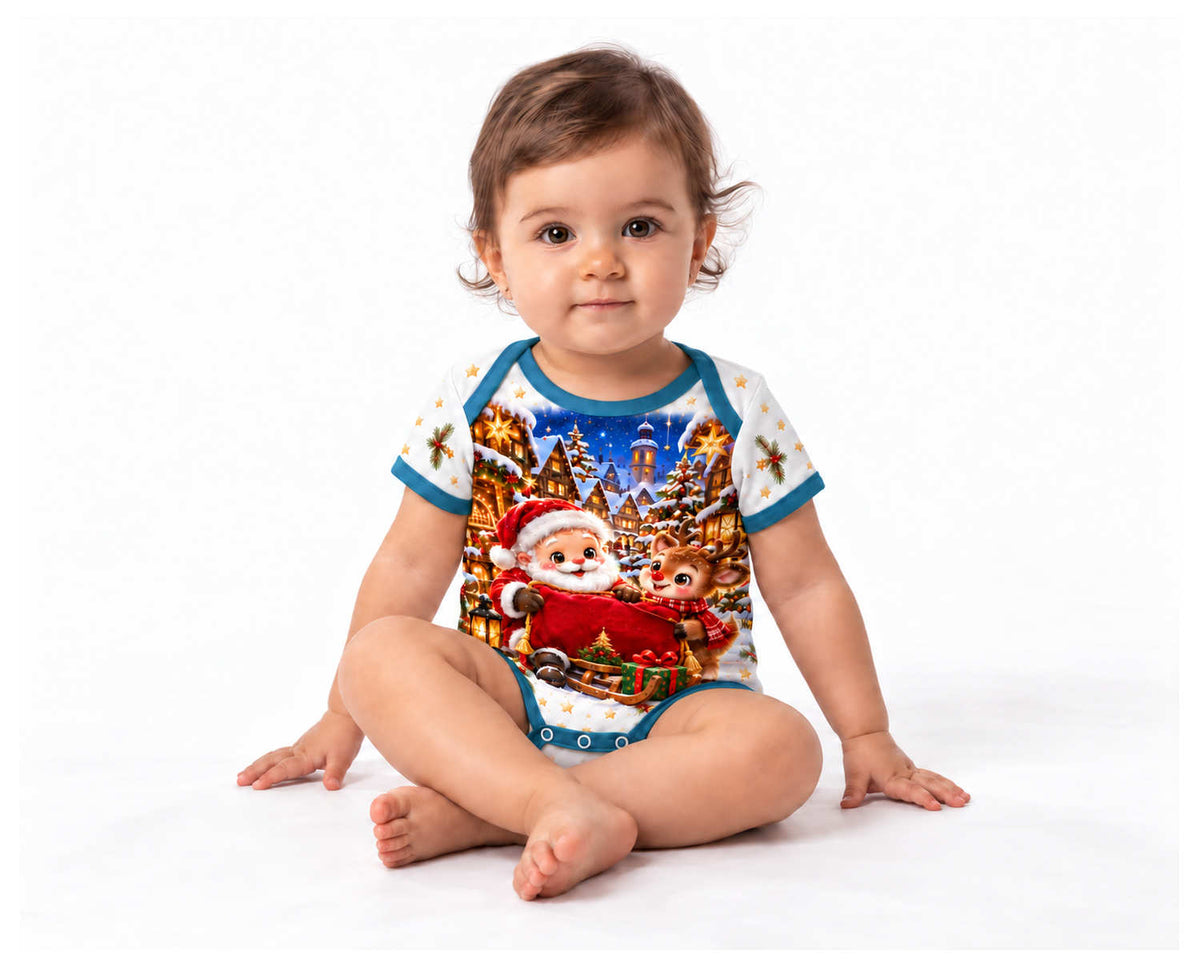 Rudolf und der Weihnachtsmann Weihnachts Baby Body inkl. Name (Druck)