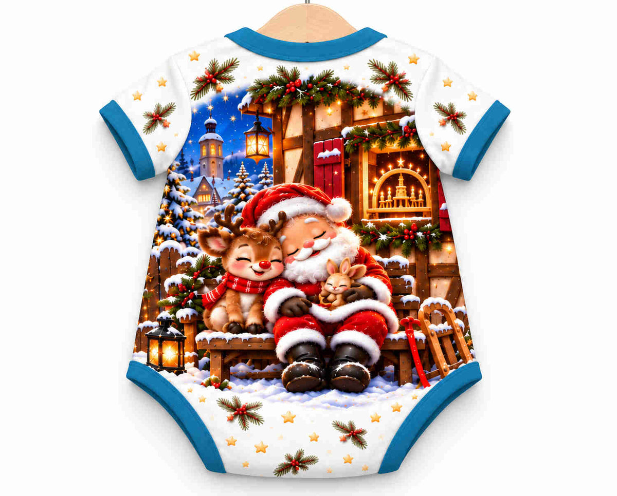Rudolf und der Weihnachtsmann Weihnachts Baby Body inkl. Name (Druck)