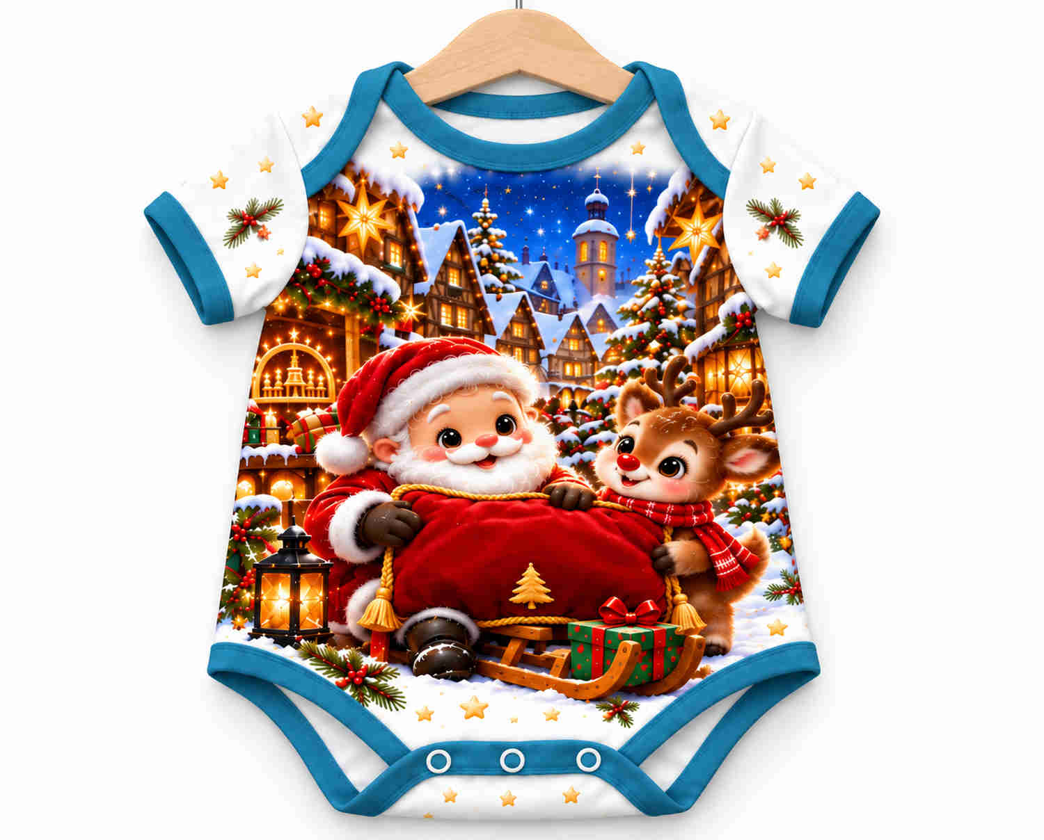 Rudolf und der Weihnachtsmann Weihnachts Baby Body inkl. Name (Druck)
