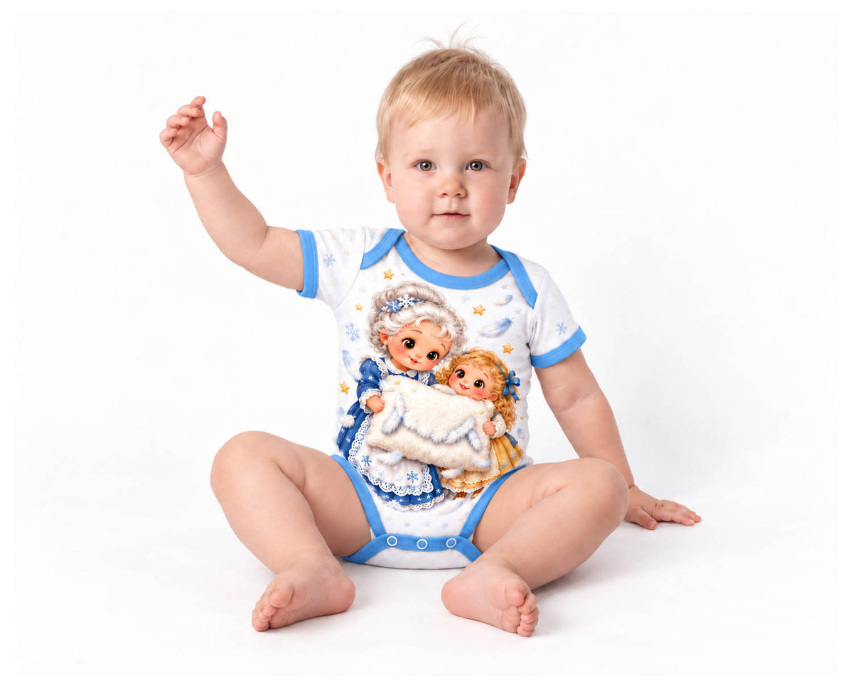 Frau Holles Winterzauber Weihnachts Baby Body inkl. Name (Druck)