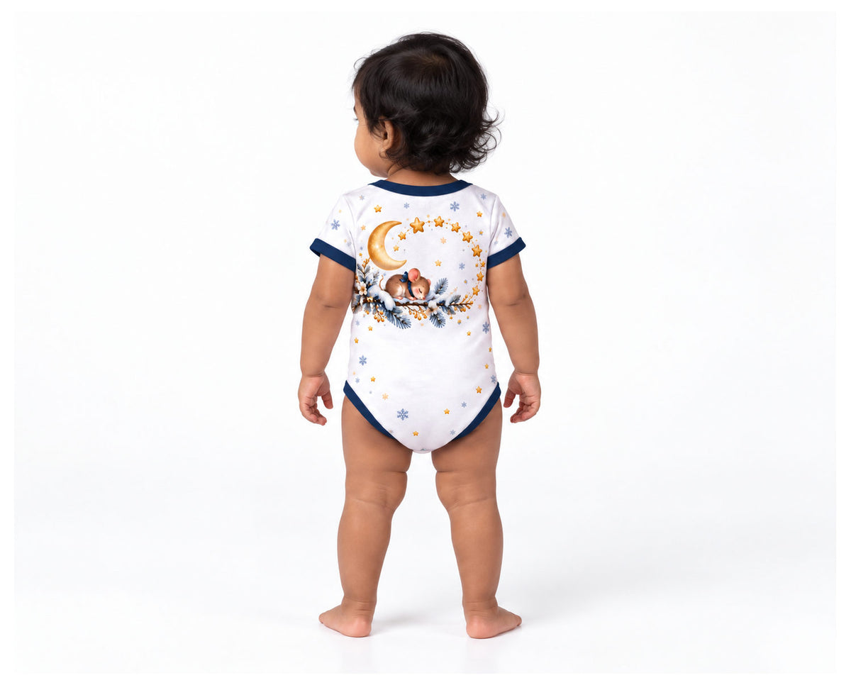 Sternenregen im Winterlicht Weihnachts Baby Body inkl. Name (Druck)