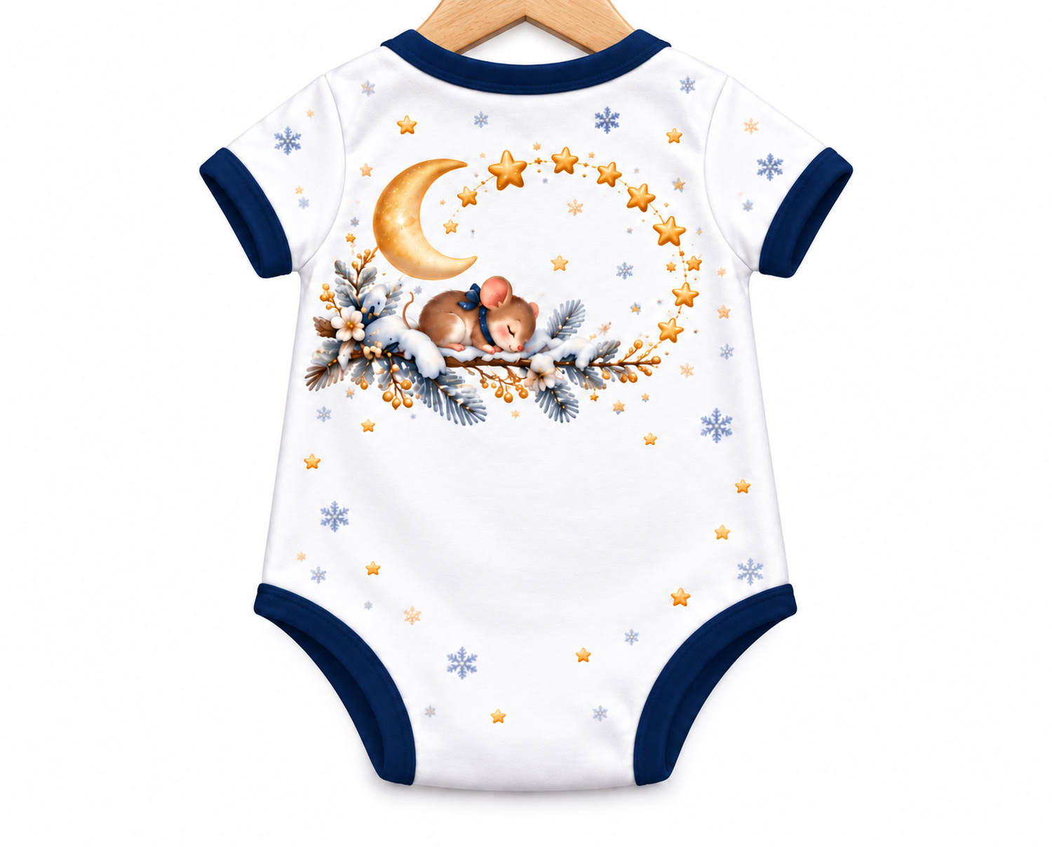 Sternenregen im Winterlicht Weihnachts Baby Body inkl. Name (Druck)