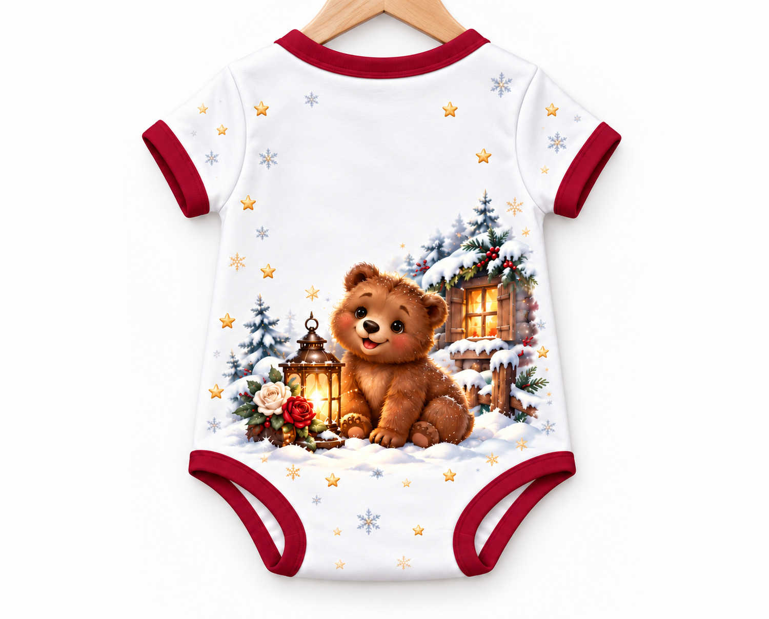 Schneeweißchen & Rosenrots Winterbesuch Weihnachts Baby Body inkl. Name (Druck)