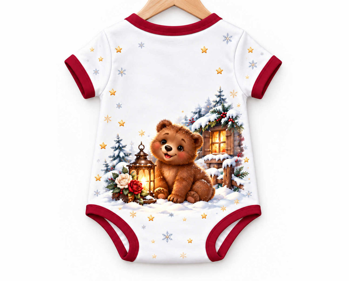 Schneeweißchen & Rosenrots Winterbesuch Weihnachts Baby Body inkl. Name (Druck)