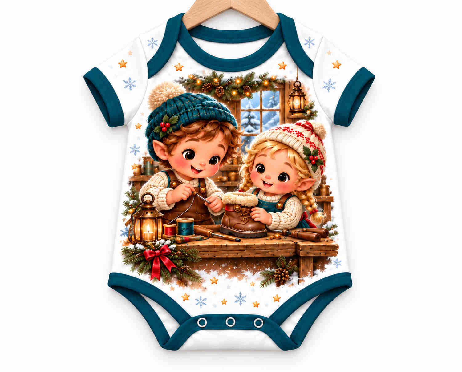 Die Wichtel und der Schuster Weihnachts Baby Body inkl. Name (Druck)