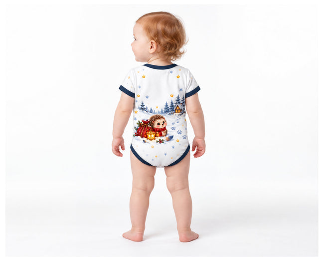 Der Kater auf Winterreise Weihnachts Baby Body inkl. Name (Druck)