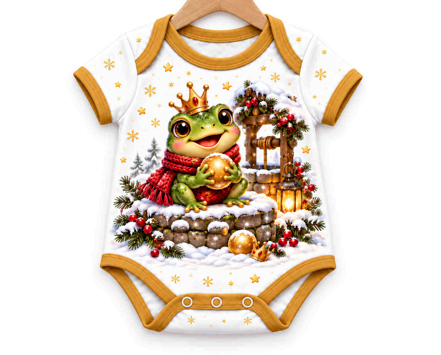 Froschkönigs Winterwunsch Weihnachts Baby Body inkl. Name (Druck)