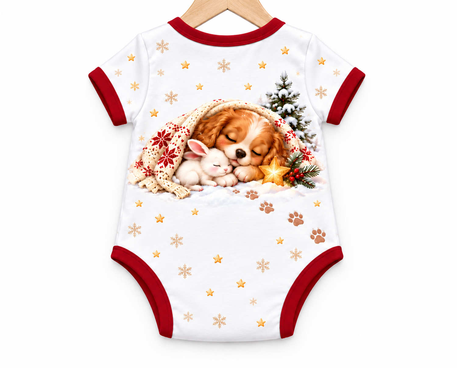 Ein Stern für kleine Pfoten Weihnachts Baby Body inkl. Name (Druck)