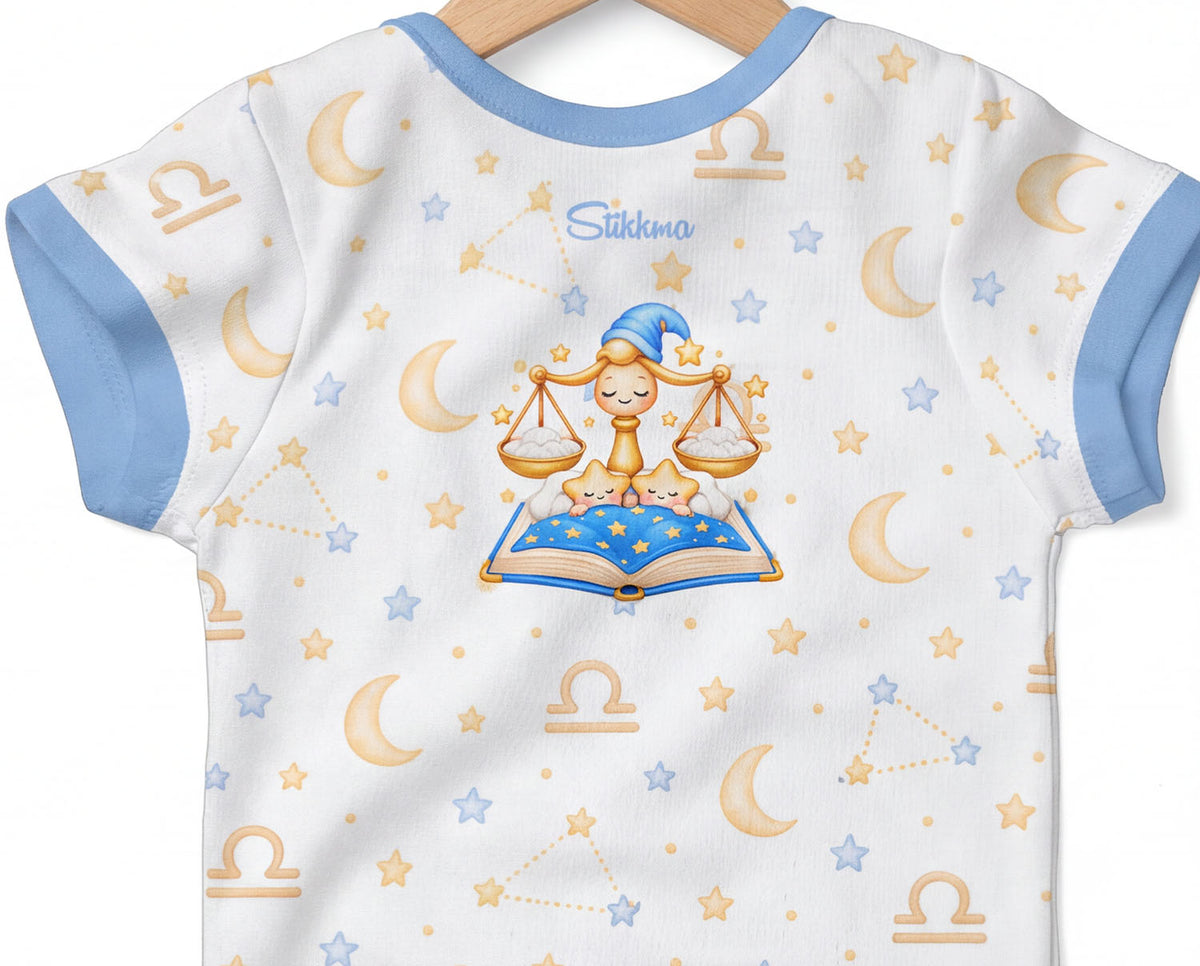 Waage Baby Body Jungen mit Sternzeichenmotiv inkl. Name (Druck)