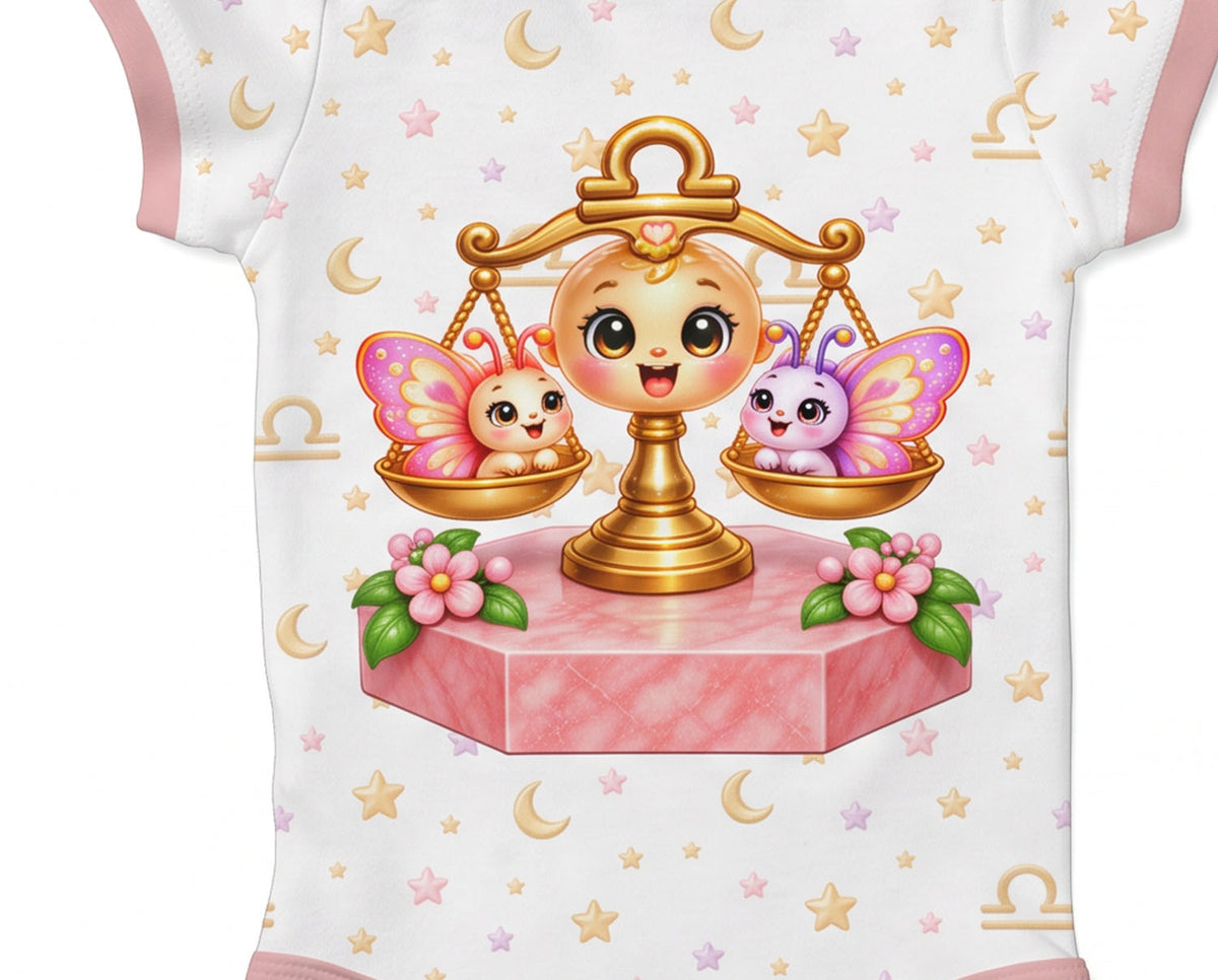 Sternzeichen Waage Baby Body Mädchen inkl. Name (Druck)