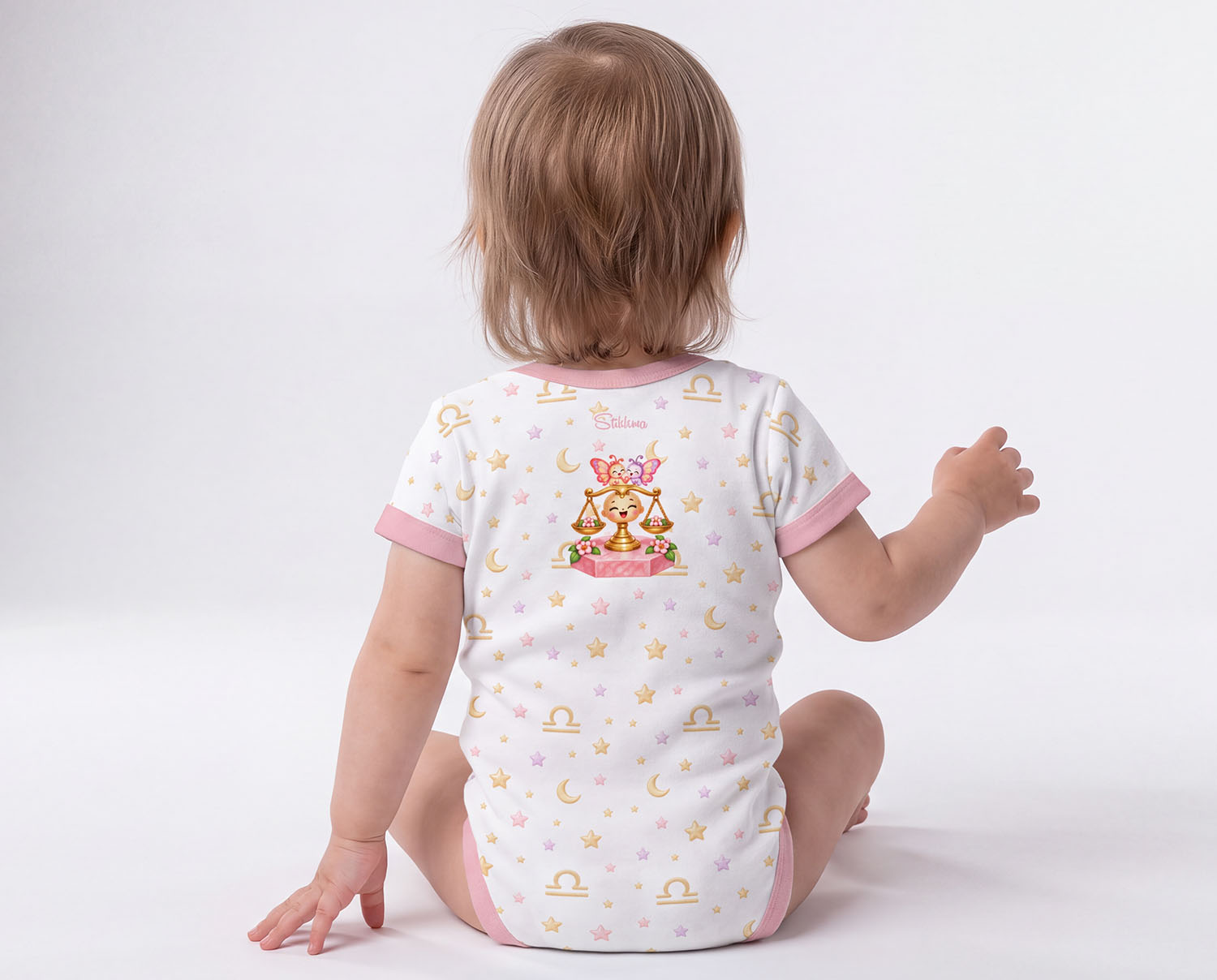 Sternzeichen Waage Baby Body Mädchen inkl. Name (Druck)