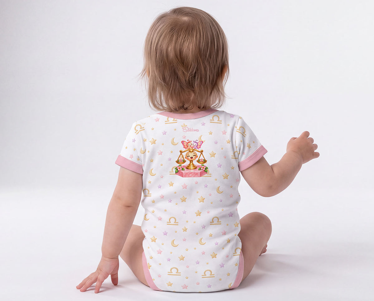 Sternzeichen Waage Baby Body Mädchen inkl. Name (Druck)