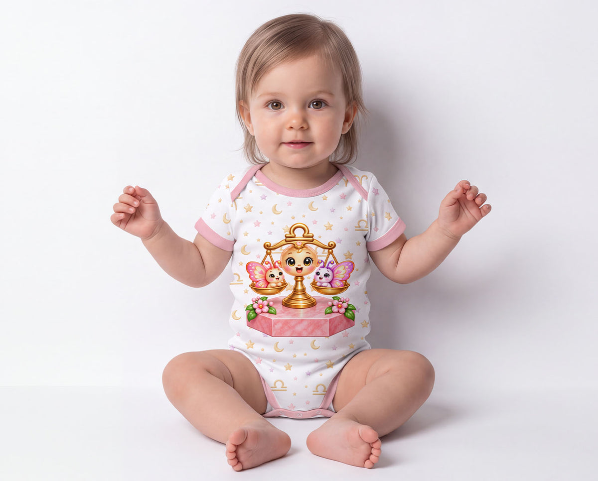 Sternzeichen Waage Baby Body Mädchen inkl. Name (Druck)