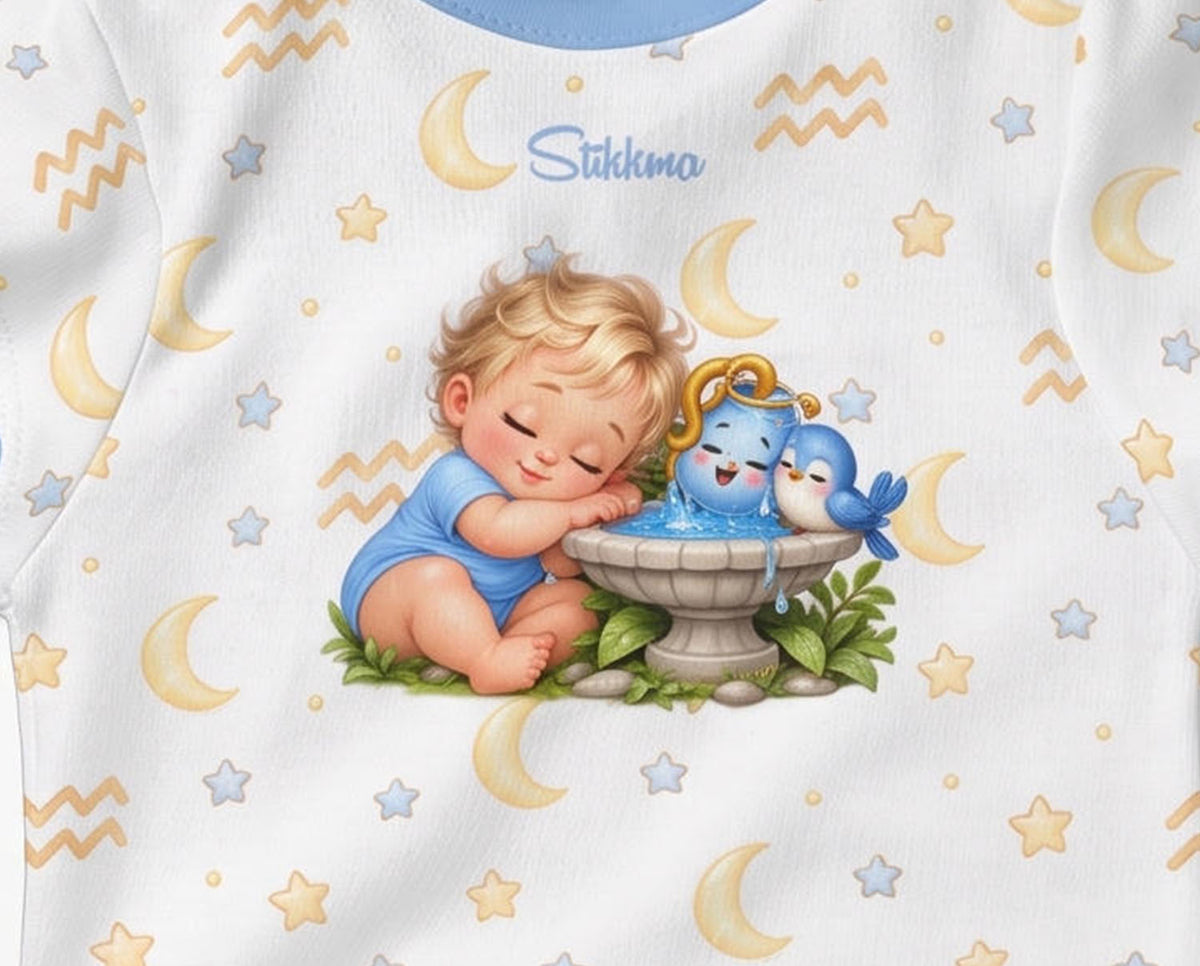 Sternzeichen Wassermann Baby Body Jungen inkl. Name (Druck)