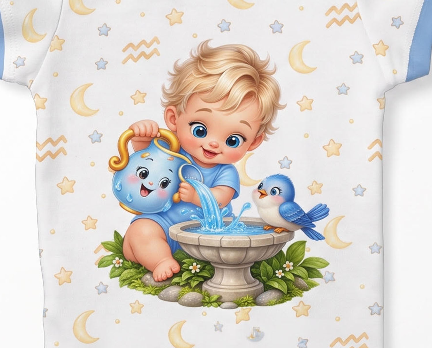 Sternzeichen Wassermann Baby Body Jungen inkl. Name (Druck)