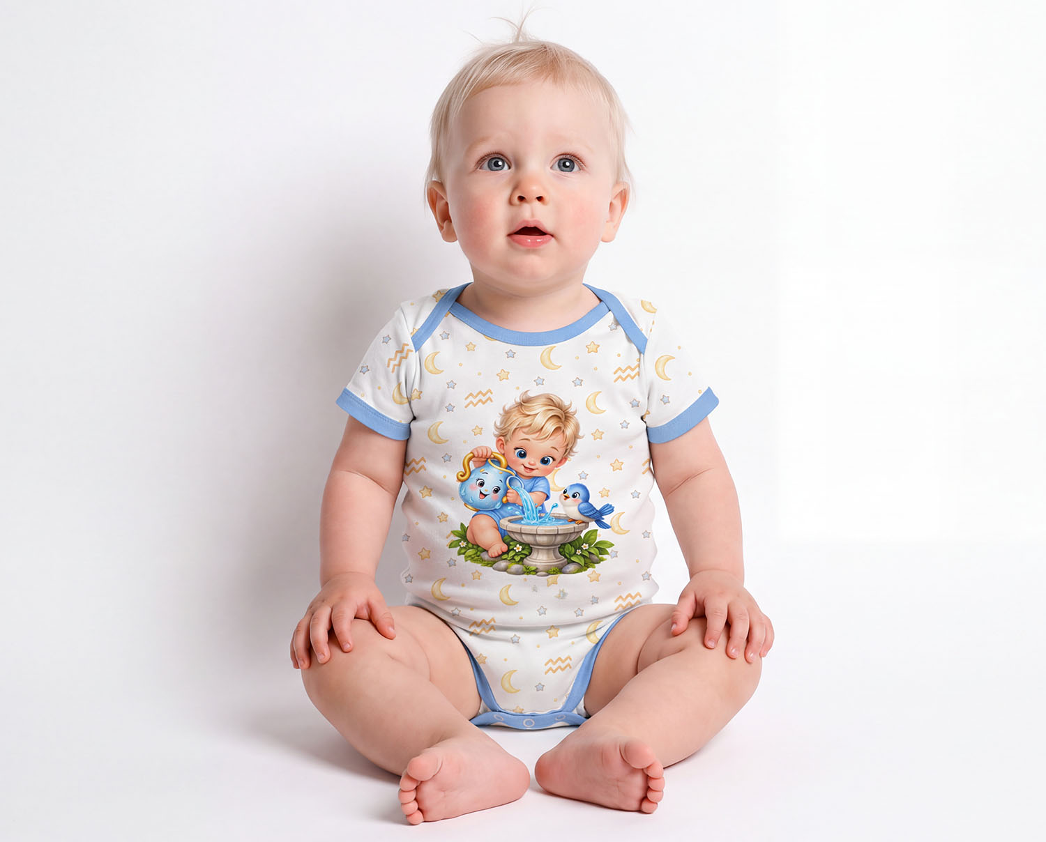 Sternzeichen Wassermann Baby Body Jungen inkl. Name (Druck)