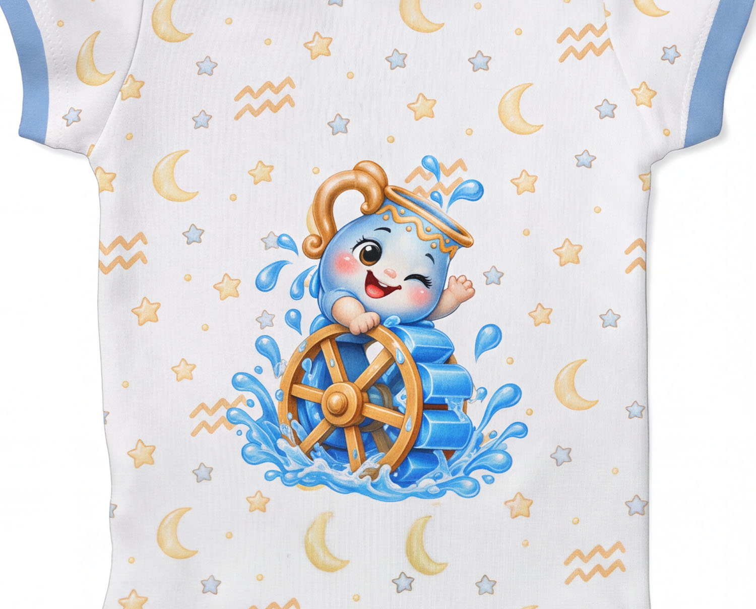 Wassermann Baby Body Jungen mit Sternzeichenmotiv inkl. Name (Druck)