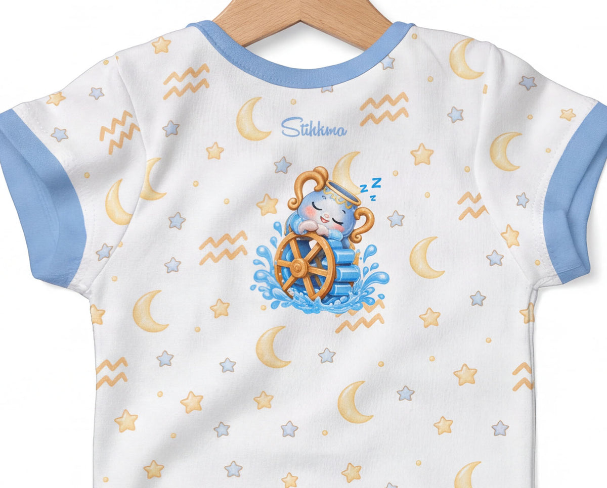 Wassermann Baby Body Jungen mit Sternzeichenmotiv inkl. Name (Druck)