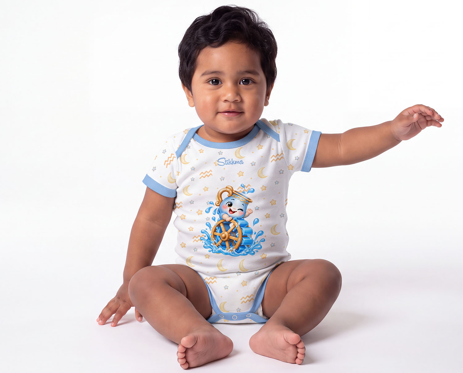 Wassermann Baby Body Jungen mit Sternzeichenmotiv inkl. Name (Druck)
