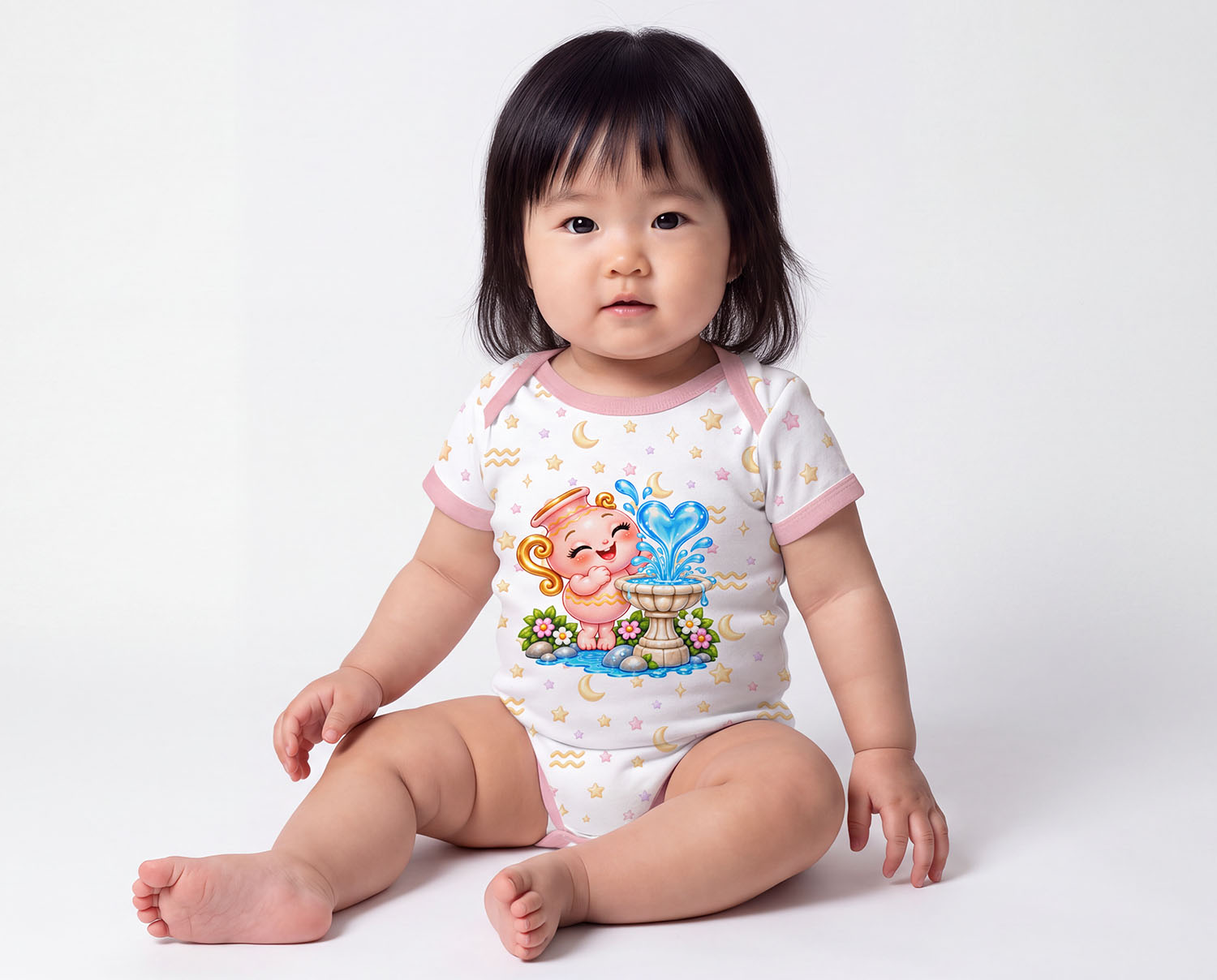 Sternzeichen Wassermann Baby Body Mädchen inkl. Name (Druck)